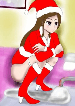 ラフ画クリスマスイラストシリーズJDサンタうんこトイレ＆クン二