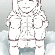 雪におしっこする女の子