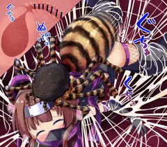蜘蛛に捕らわれた忍者ちゃん