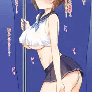 ミニセーラー服で電車で集団痴漢