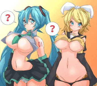 お洋服が小さすぎていろいろまるだしになっちゃうミクちゃん（＋リンちゃん）