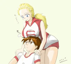 キャプテンにおっぱいを乗せるアケビさん