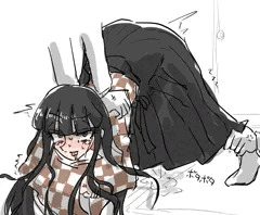 無理やり例のポーズをさせられて激痛でおもらししてしまう和服娘
