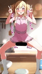 リク絵　（ガニ股ダブルピースでお皿に放尿脱糞する天馬咲希）