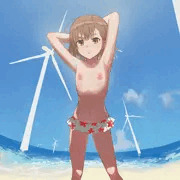 御坂の水着勃起乳首【skeb依頼絵】