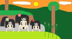 裸族母娘と夕焼け