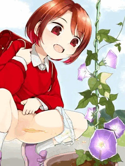 朝顔に栄養()を上げる優しいJSさん