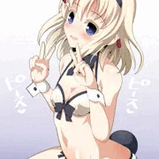 Wピースするバニー水着のエイちゃん