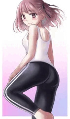 レギンスとピンク髪のお姉さん