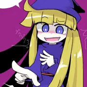なにかをデコピンするウィッチさん