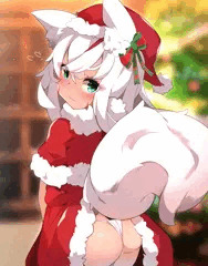 後ろに立つと怒るサンタ狐さん