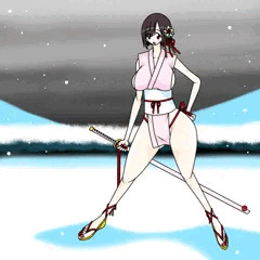 雪の中の小桃