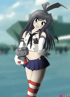 島風のコスプレをしてる朝潮