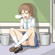 廊下で居眠り