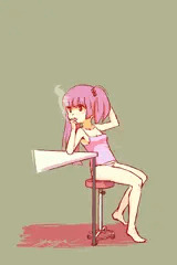 自宅でくつろぎながら煙草を吸うちなつちゃん