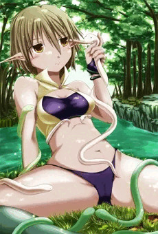 蛇娘に甘噛み。