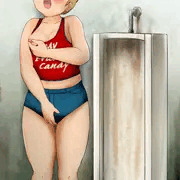 男子トイレでオナニーするパティちゃん