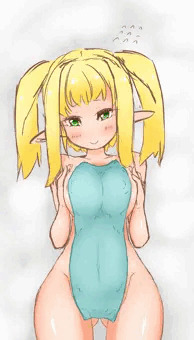 落書き　エルフさんとタオル