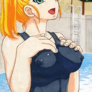 ブロンドスク水巨乳娘ちゃん