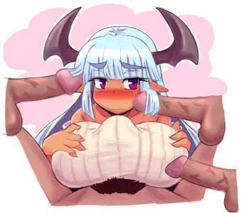 褐色悪魔っ娘が縦セタパイズリしつつチンコに囲まれてる絵が描きたい（※差分付き修正ver）