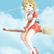 空中機動中の魔法使い娘