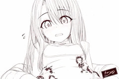 チャイナドレスのイリヤちゃんと　線画