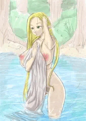 エルフ×水浴び