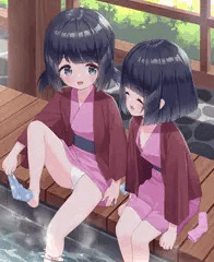 足湯パンチラ&胸チラ
