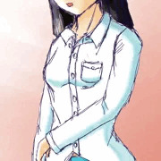 ワイシャツと下着姿の女の子(2時間ほどで描きました）。