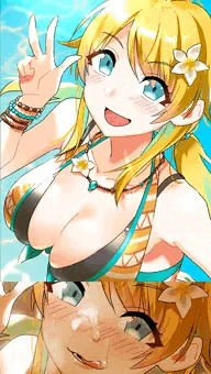 めぐるちゃん水着＋顔射