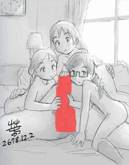 実物による保健体育の課外授業を受ける三人娘