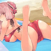 残暑見舞いマコちゃんinビーチ