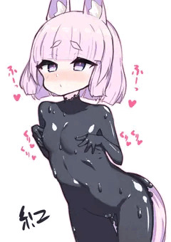 ラバースライムスーツ強制ちくオナきつね
