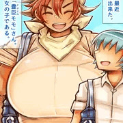 爆乳ボーイッシュ牛娘と噴乳野外エッチする話。(新作CG集)