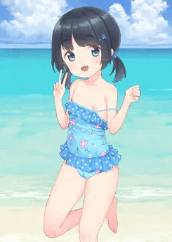 水着がずれて見えちゃってる子