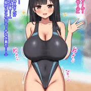 ハイレグ水着のおねえさんとプール
