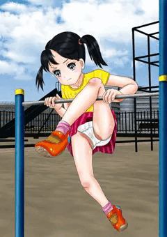 「鉄棒頑張る娘」