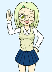 制服おでこちゃん。