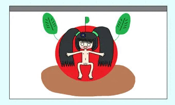 絵の中のリンゴと一緒に