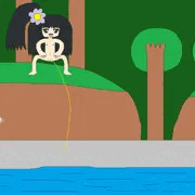 森の小川でおしっこ