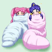 二人揃って簀巻きでほっこり