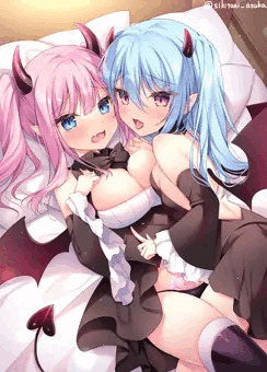 双子サキュ百合