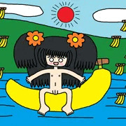 バナナボートに乗り込んで