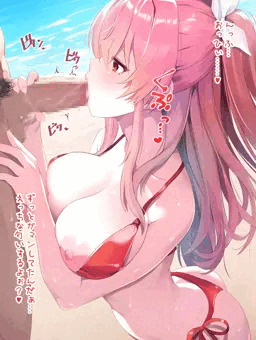 ビーチでおしゃぶりマコちゃん