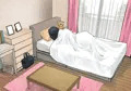 安全な自室で眠る女の子