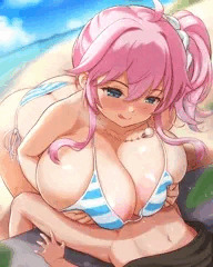 ビーチでパイズリする七辻楓ちゃん