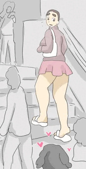 階段でクロが