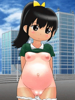 ビル街で半脱ぎ