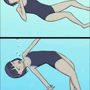 溺れるスク水ショート娘