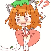 風でめくれ上がるスカートを必死で押さえる橙ちゃん